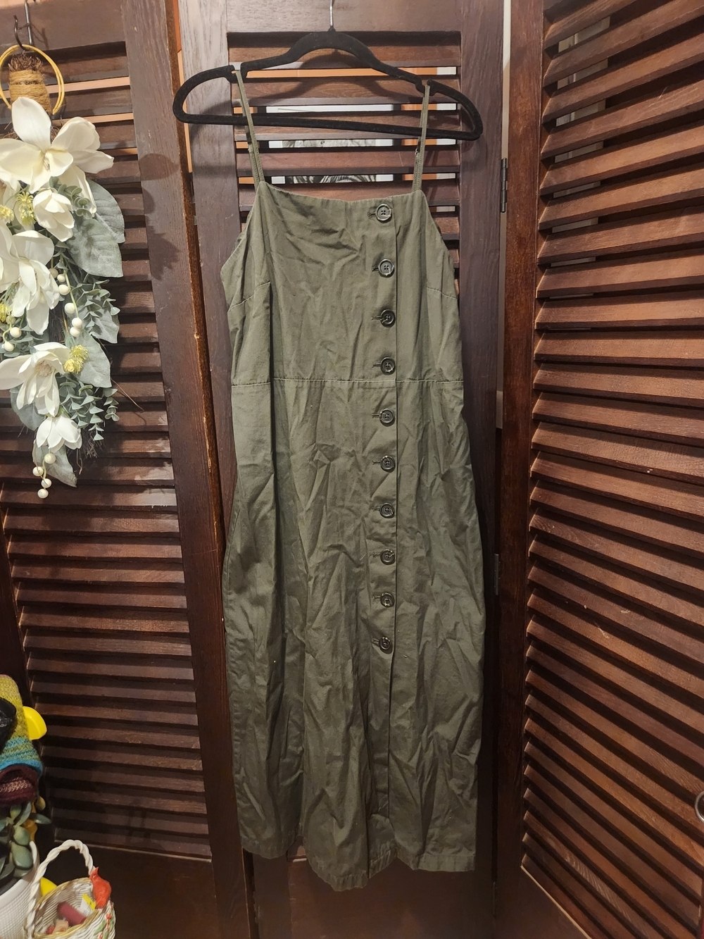 Who What Wear Olive Green Button-Front Maxi Dress